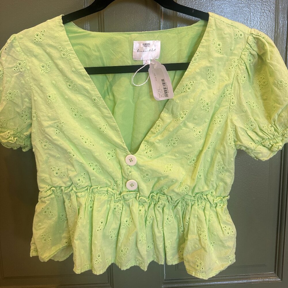 Rent the Runway V-Neck Peplum Eyelet Top